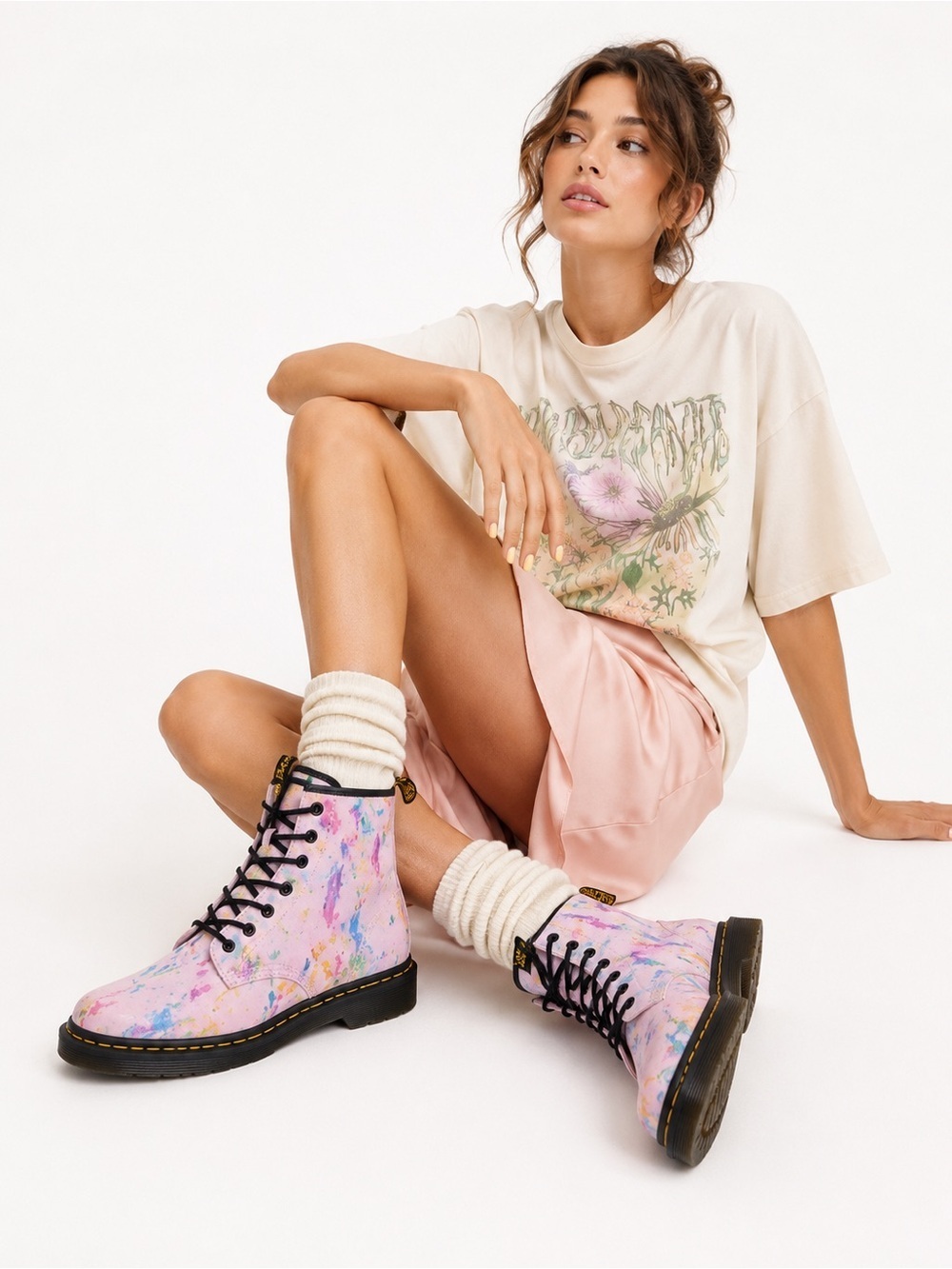 Dr Martens Sheridan Pink Confetti Suede Boots Size 10